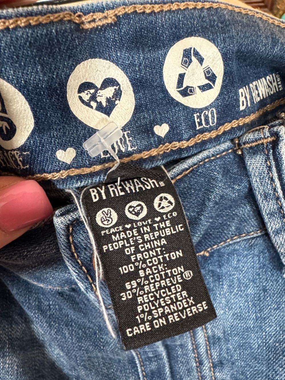 Rewash Dark Indigo Distressed High-Rise Denim Shorts - Picture 3 of 5
